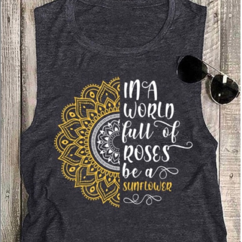 Gray Sunflower Tank